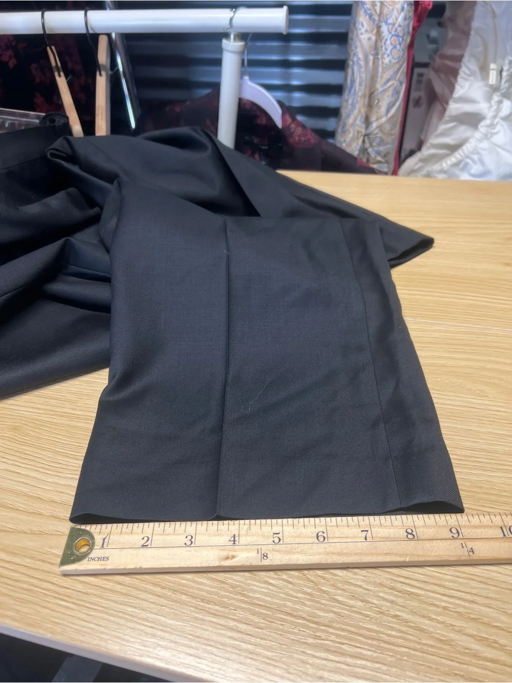 Indochino Yaletown 60 Black 100% Wool Dress Pants 42 Waist 27 Inseam NWT